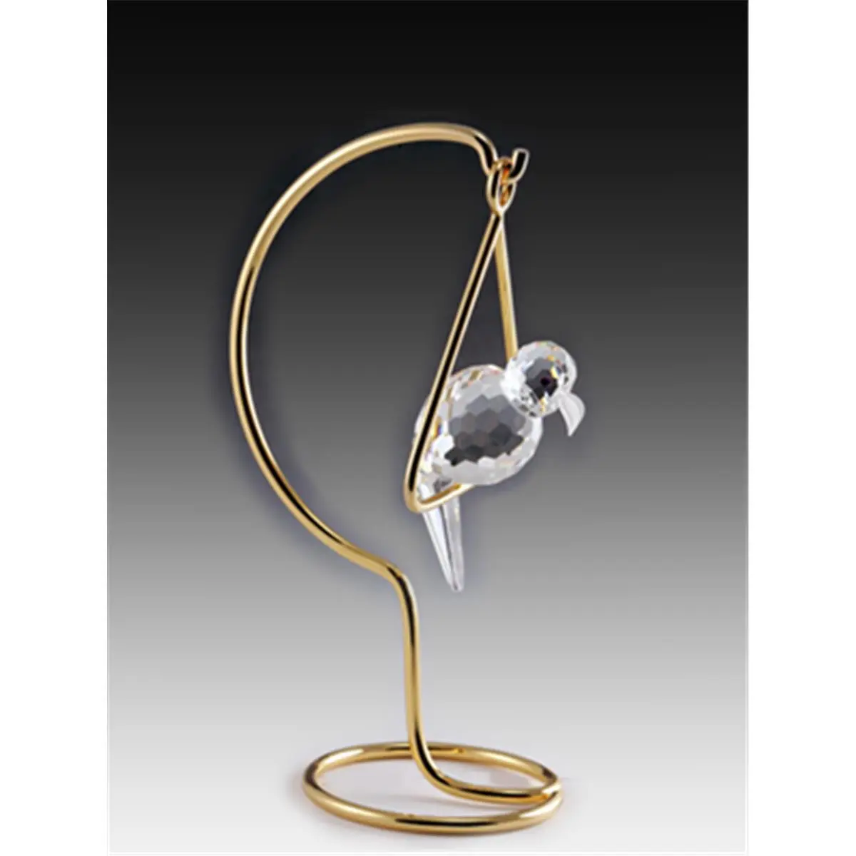 Asfour Crystal 606R Parrot Bird Shaped Figurine on Stand - 3.54L x 6.29H in, Home Decor Ornament, Animal Nature Statue
