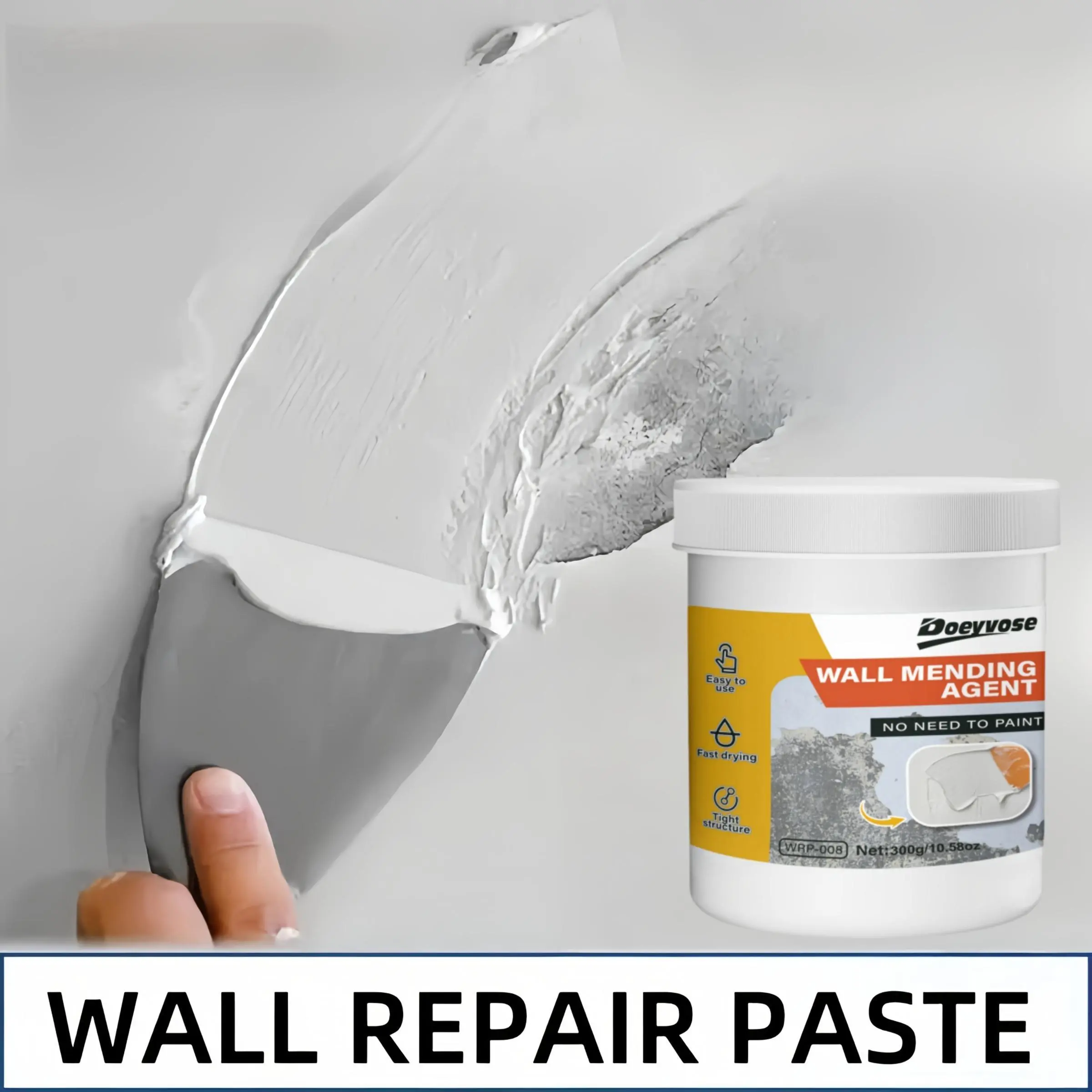 Doeyvose Wall Repair Paste, Waterproof Water Repellent Easy-To-Use Quick Drying Plaster & Floor Filler, Ideal for Home Renovation, Durable and Long-Lasting Solution, Invisible Waterproof Sealant