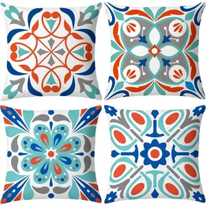Outdoor Pillow Covers - 4 Pack Outdoor Pillow Covers 18x18  PillowCovers for Patio Furniture Decorative Pillowcases Orange
