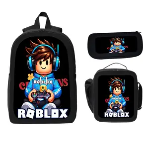 3pcs Themed Backpack Set - Lightweight Travel Bags with Adjustable Straps, and Vibrant Roblox Gamer Boy Character Daily Commute Essentials | Playful Design |