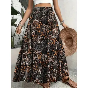 Women's new fashion cake skirt, floral print, elegant vacation style, slim fit high waisted dress, women's clothingRAIMENTRY