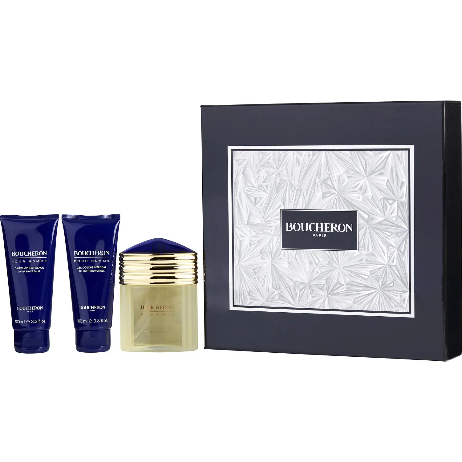 Boucheron Set-Eau De Parfum Spray 3.3 Oz & Aftershave Balm 3.3 Oz & All Over Shower Gel 3.3 Oz For Men