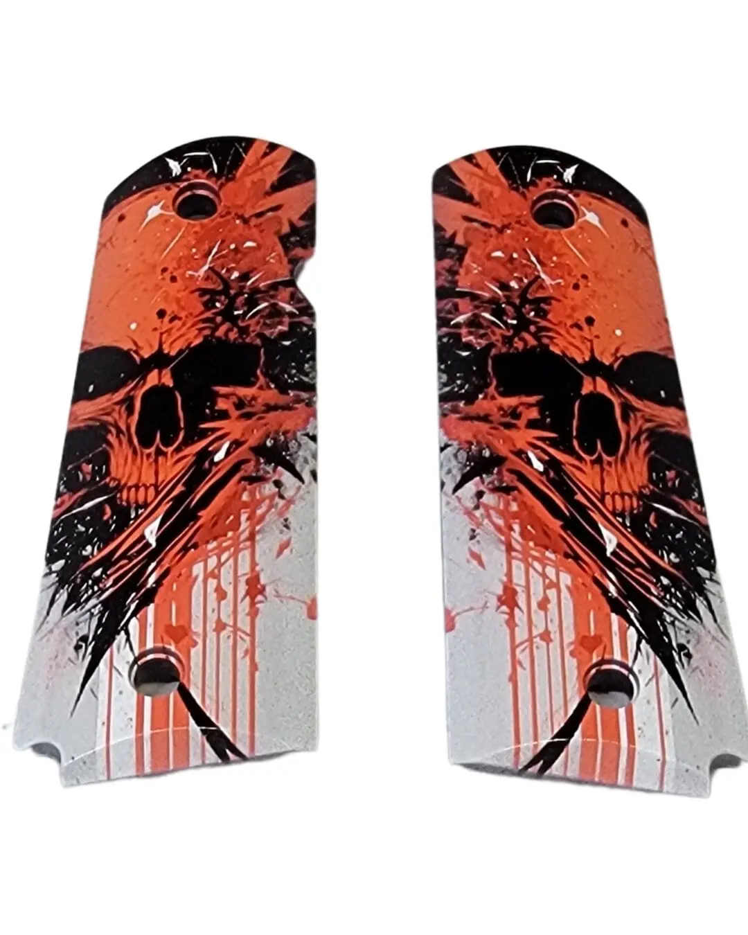 1911 Full-size ABS grips with Skull in Red on a White Background Printed Image Panels 1911 Full-size ABS grips with Skull in Red on a White Background Printed Image Panels