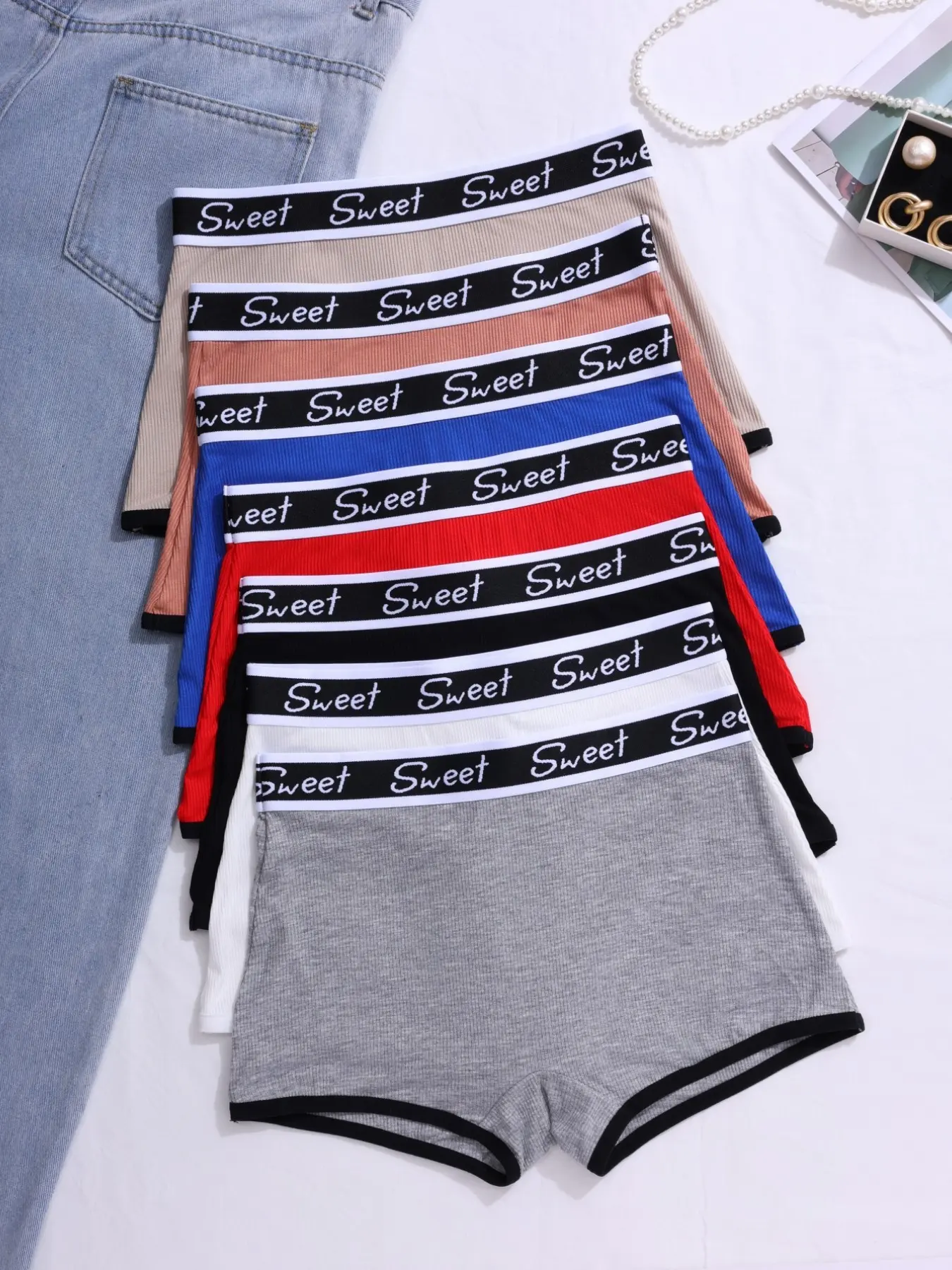 Women's Letter Belt Contrast Binding Fitted Panty Briefs Panties, Casual Comfy Comfortable Soft Breathable Everyday Underwear, All-Season Ladies Innerwear, Womenswear, Soft Breathable Knicker