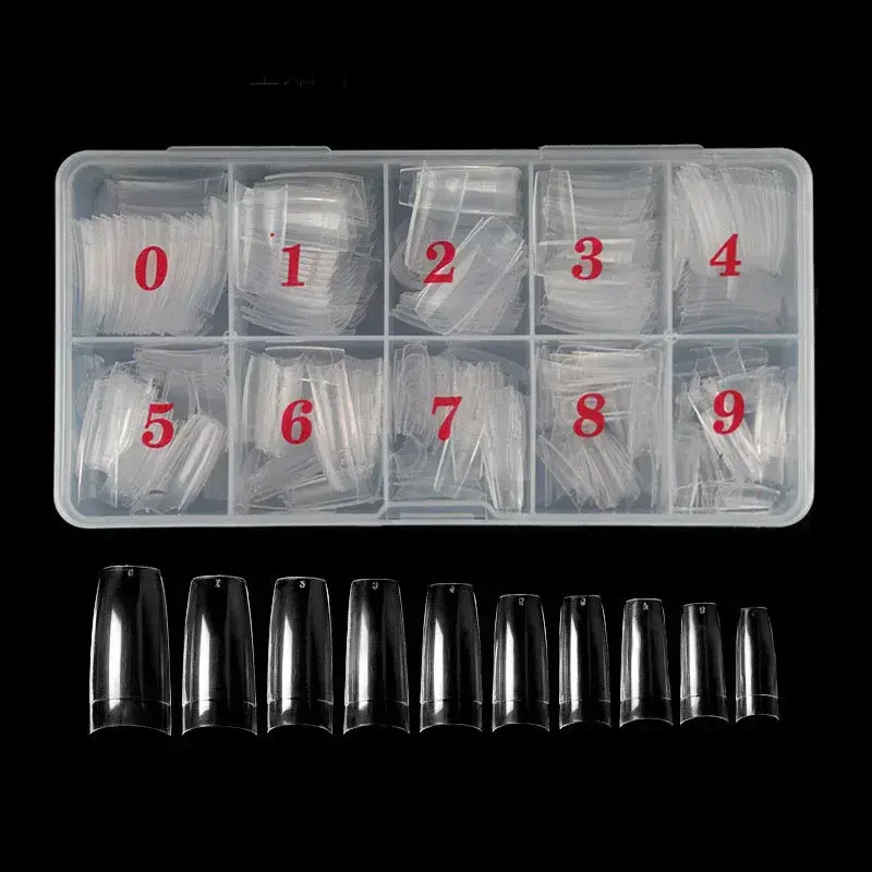 500Pcs Acrylic Nail Tips Transparent Artificial Half Cover French Full Cover Manicure False Nails Box Set for DIY Nail Art
