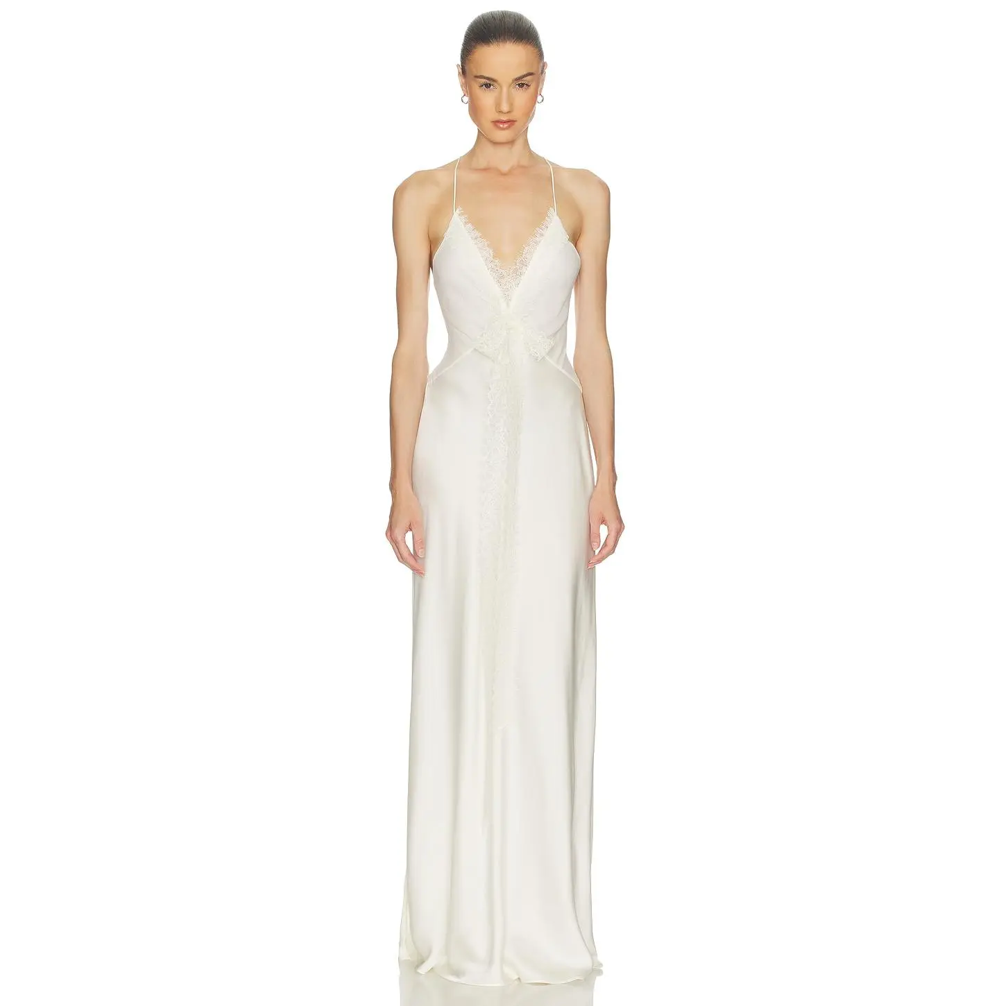 Helsa Mix Media Slip Dress in Ivory