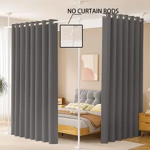 2 panel living room gray blackout curtains - blackout room partition curtains for privacy protection, suitable for bedrooms, living rooms, offices, and also for outdoor pavilions curtains, Blackout Window Cover, Easy Install Curtain