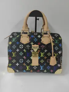 Pre-owned Louis Vuitton canvas Boston Bag Multicolore Speedy 30 Black（BF 12）XP02172