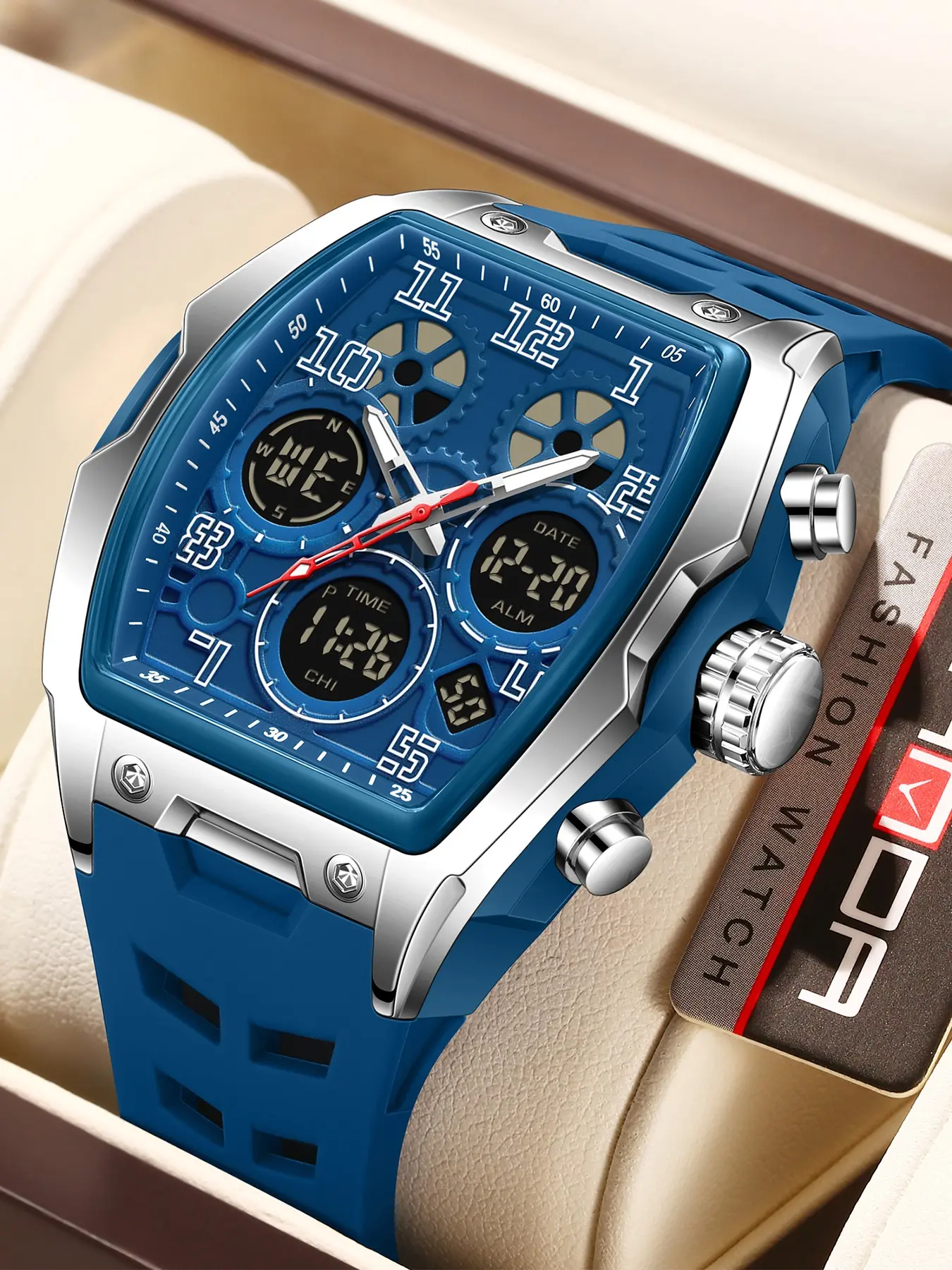 SANDA 6266 New Style Sports Multifunctional Waterproof Night Light Men's Quartz Electronic Luminous Durable Watch with Calendar Display, Sports Digital Watch, Trendy All-match Modern Casual Wristwatch for Men, Gift with Box
