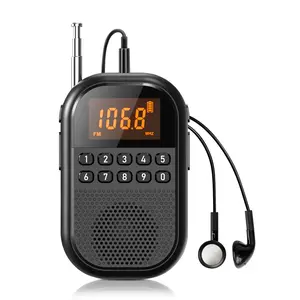 Pocket AM FM Radio:1100mAh Rechargeable Radio Supports Bluetooth, Mini FM AM Receiver with Large Speaker, Stereo Earphone, Sleep Timer, Numeric Keyboard Easy to use for Jogging, Walking