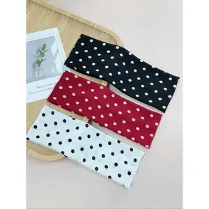 Women's Polka Dot Elastic Sports Headbands, Sweat-Absorbing Fabric Hair Bands for Yoga, Running, Fitness, Daily Wear, Boho Style