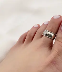 Moonstone Toe Ring – 925 Sterling Silver Adjustable