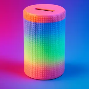 Morden Piggy Bank - Colorful Gradient Design with Textured Surface for Secure Savings Youth Friendly Stylish and Secure Savings Solution
