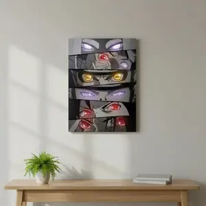 Anime Eyes Japanese Wood Decoration & Real Touch Artificial Rose Bouquet - Waterproof Otaku Aesthetic Posters & Prints, Wall Art for Bedroom, Room Decor, Gift for Anime Fans