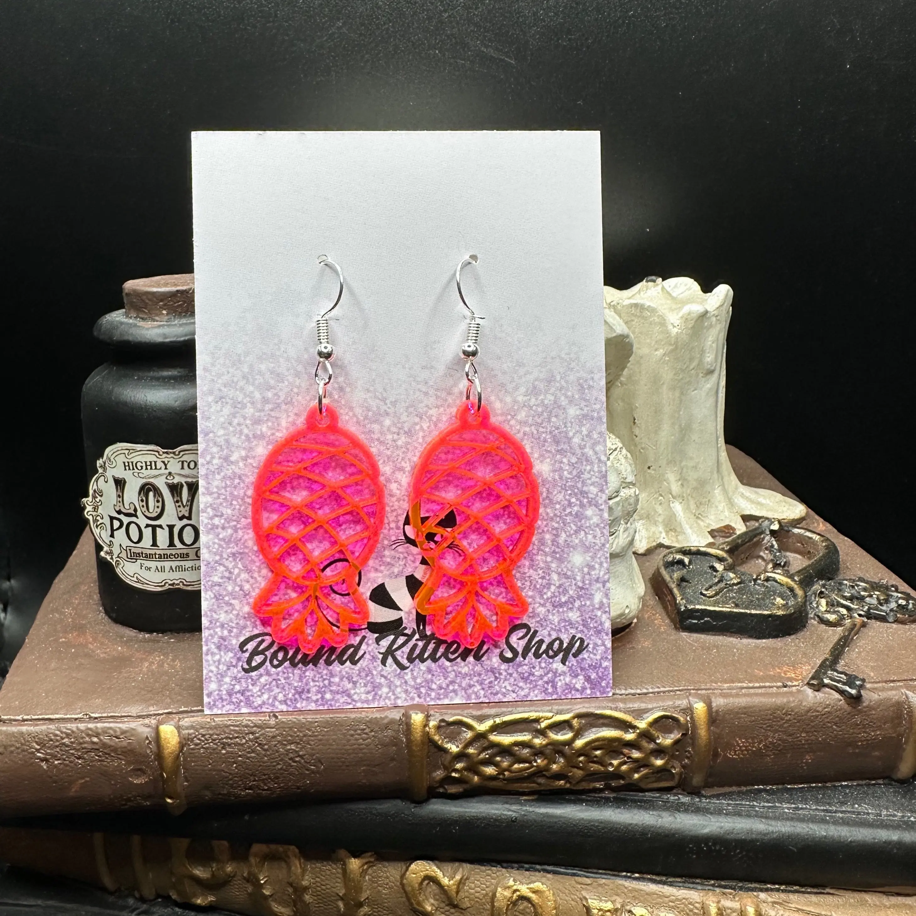 Upside Down Pineapple Hot Pink Acrylic Earrings