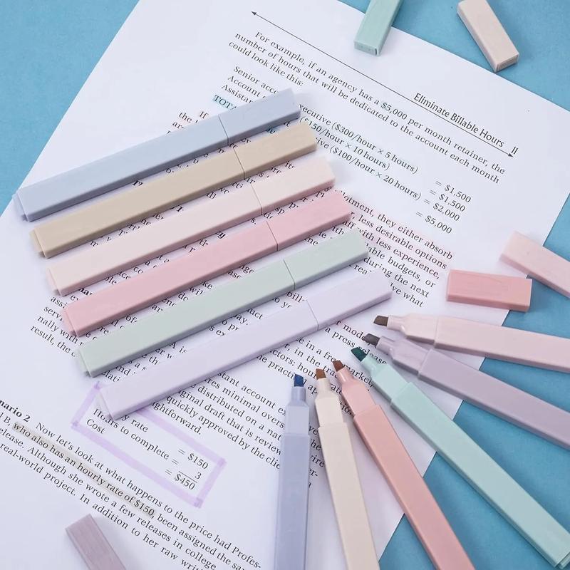 Aesthetic multicolored highlighter marker pen set. 12PC. Pastel colors| no bleed assorted color Highlighters for School and Office supply