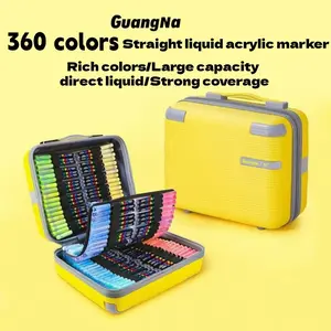 Guangna Christmas Painting Supplies, 360-Color Acrylic Paint Markers Set with Flexible Soft Tips, Smooth Ink Flow and Vibrant Colors for Multiple Surfaces, DIY Painting Supplies