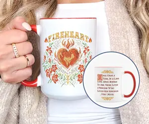 Fireheart Mug, Throne of Glass Coffee Mug, Book Lover Gift, Fireheart Literary Inspired, Bookish BookTok Office Drinkware, Aelin Galathynius Tea Cup, Gift For Friends