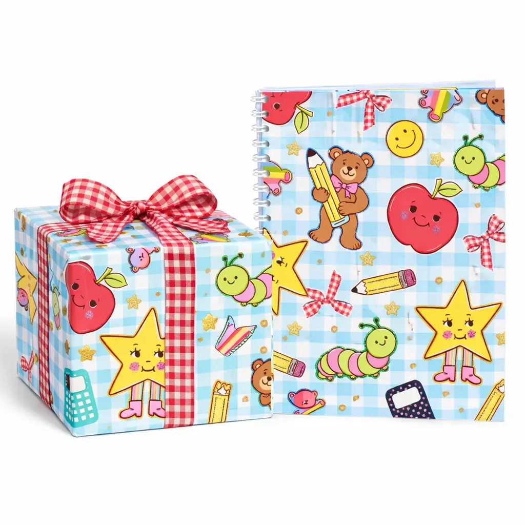 School Stickers Pattern Teacher Seamless Repeat Pattern for Fabric Sublimation wrapping, notebook wrapping paper, book wrapping paper, gift wrapping paper