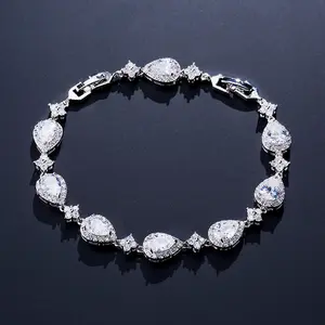 Classic Geometric Water Drop CZ Bracelet for Women Bridal Gorgeous Buling Zircon Party Wedding Jewelry