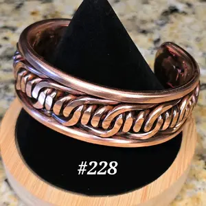 #228 RESERVED CUSTOM ORDER FOR ABG Pure Copper 6 7/16" x 1 1/16" Hand-Woven Cuff Bracelet Handmade Artisan Jewelry Unisex Gift Ready Open Cuff Design Comfortable Daily Wear