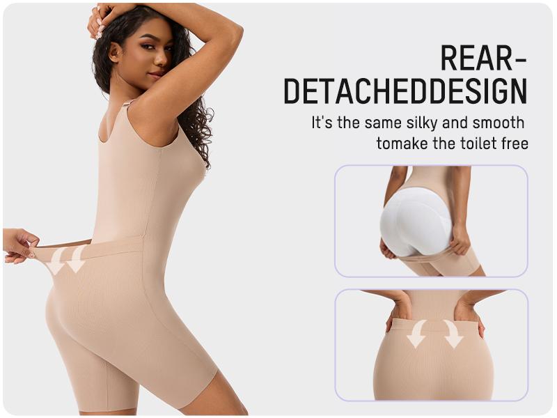 SHECURVE Easyslide Shapewear Stronger Tummy Control Butt Lifter Faja Back Pull Down Breathable Body Shaper for Women Summer Outfits Postpartum Minimalist Womenswear