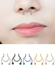 Fake Nose Piercing Clip, Stainless Steel Nose Ring Hoop, Hinged Nose Hoop, Spiral Nose Ring, Septum Rings, Colorful No Piercing, Body Jewelry, Party Jewelry, Gothic Jewelry