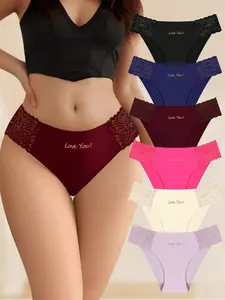 6PCS Floral lace thong underwear set of 6 pieces - Sexy underwear set - Comfortable and fashionable basic women's sleepwear - Hawaiian style - Vacation style - Romantic