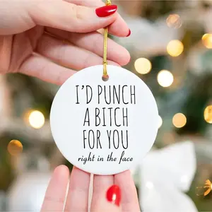 Funny Friendship Ornament,Friendship Ornament Dumb Gifts for ,Personalized  Christmas Ornaments Pendant for   BFF Bestie Soul Sister  (I'd Punch a  for You)