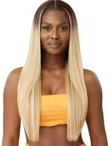 Outre Airtied 100% Fully Hand-Tied Wig - Human Hair Blend - Sleek Yaki 28"
