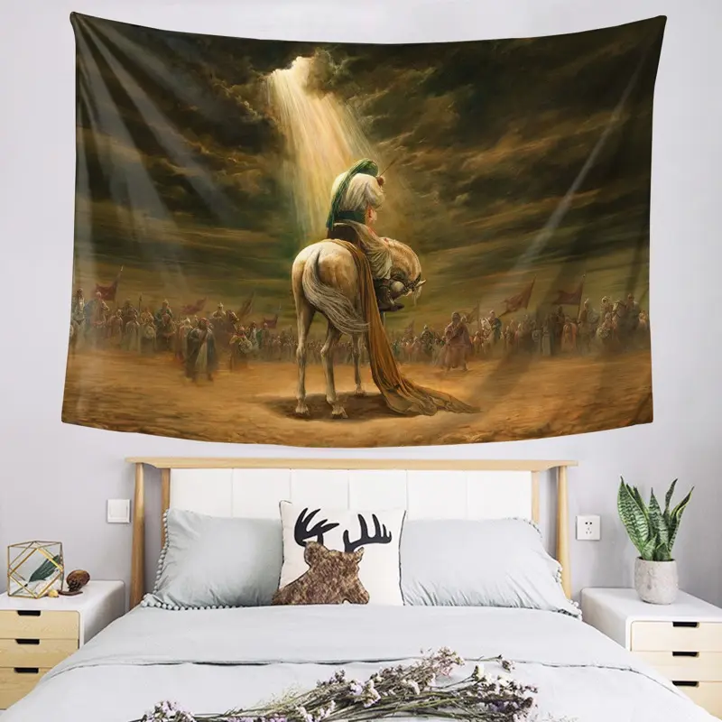 Hazrat Ali Asghar with Hazrat Hussain Banner - Top Quality Muharram & Ashura Tapestry, Shia Islamic Wall Hanging for Living Room, Bedroom, Dorm - Aesthetic Home Decor, No Electricity Needed, Perfect Holiday Gift, Islamic Home Decor