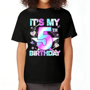 100% Cotton Youth Custom Age 'It's My Birthday' Girl Tee, Personalized Number Kpop Theme Birthday Girl Shirt for Teens, Birthday Party Gift