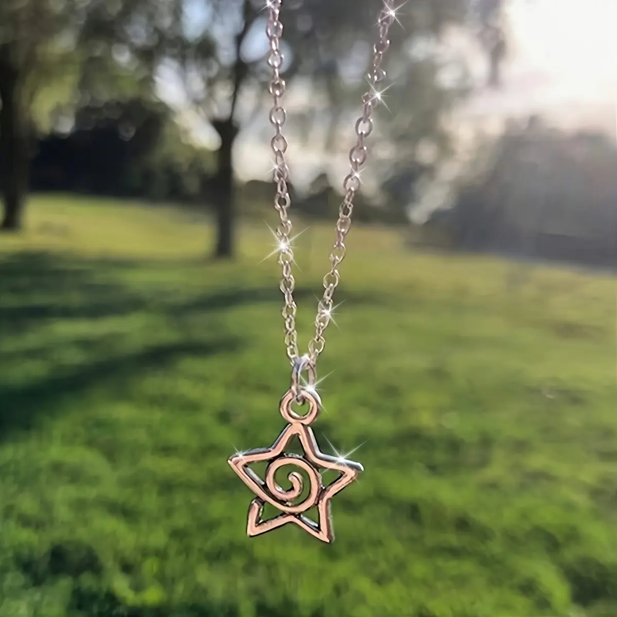 Women's Retro Simple Zinc Alloy Star Spiral Pendant Necklace - 1-Piece, Suitable for Daily Wear, Ideal Gift for Women, One-Piece jewelry