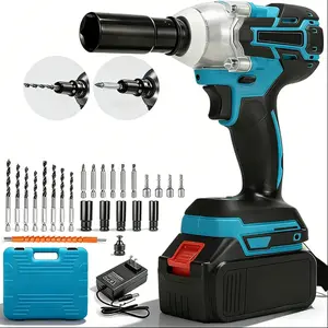 21V Cordless Impact Wrench 1/2 Inch Drive, [250 Ft-lbs]350N.m High Torque Impact Gun with Battery & Charger, 3-in-1 Tool Kit with 5 Sockets, Drill & Screwdriver Bits for Car Lug Nuts, Tire Change