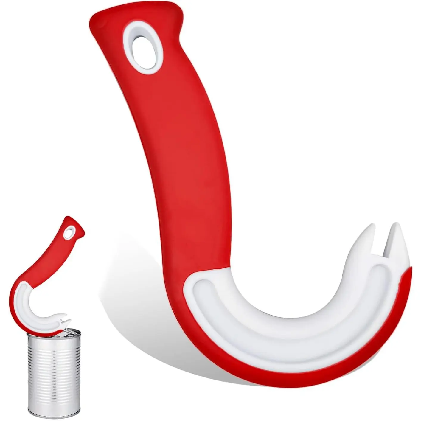 Can Tab Opener Tool for Seniors Easy Ring Pull J Hook Buddy for Soda Pop Top Cans   Tabs imple Handle Circle Opener Easy Open Tool Dishwasher Safe(Red)