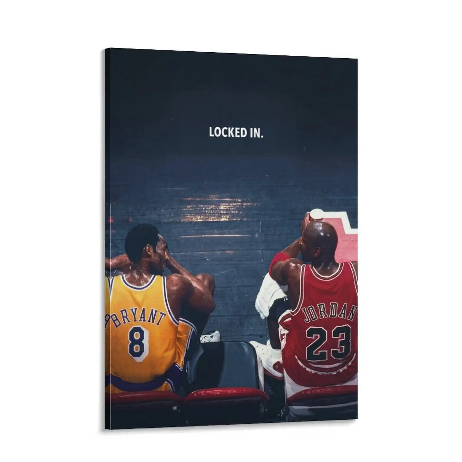 Kobe Bryant & Michael Jordan Wall Art, Locked In Basketball Poster, Mamba Mentality Canvas Print, Athlete Motivation Decor for Bedroom, Office & Home Gym sport room decor