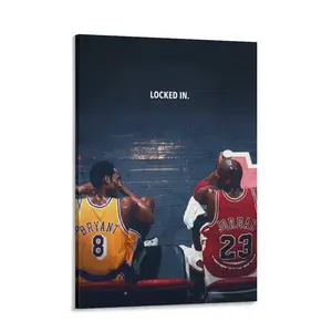 Locked In Basketball   Art, Kobe Bryant and Michael Jordan Inspired Poster, Mamba Mentality Sports  Print, Athlete Mindset  Decor, Motivation Artwork for Bedroom Gym Office wall canvas