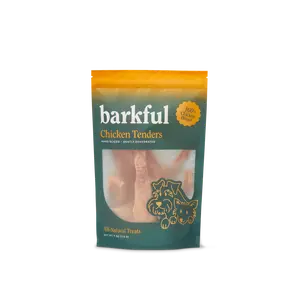 Barkful Chicken Tender Treats - 100% Non-GMO Pure Chicken Breast Hand Sliced Gently Dehydrated 4 oz Bag Made in Atlanta GA
