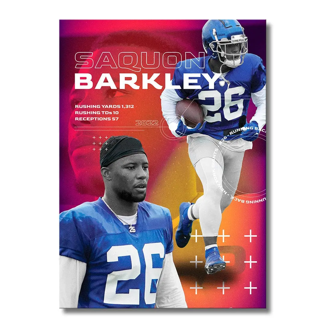 Saquon Barkley Stats Run - Metal Wall Art