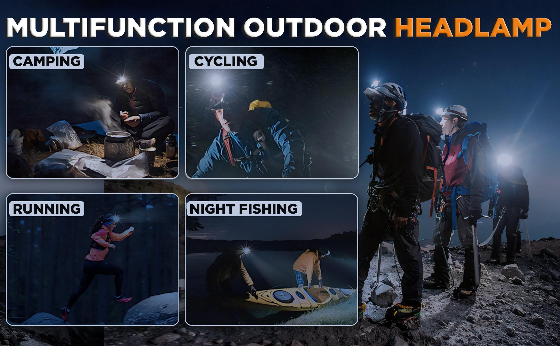 2 Rechargeable LED Headlamps - 5 LED High Lumen Flashlights (18000 Lumens), USB Charging, Waterproof, Adjustable Design, Ideal for Outdoor Camping, Car Maintenance, Father's Day Gifts, Led Headlamp Rechargeable