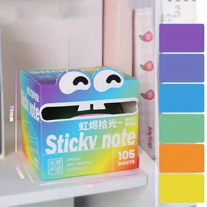 105 Sheets Pearl Self-Adhesive Sticky Notes, Transparent Pull-Out Memo Pad with Cute Eyes and Label Dividers, School Office Desk Organization