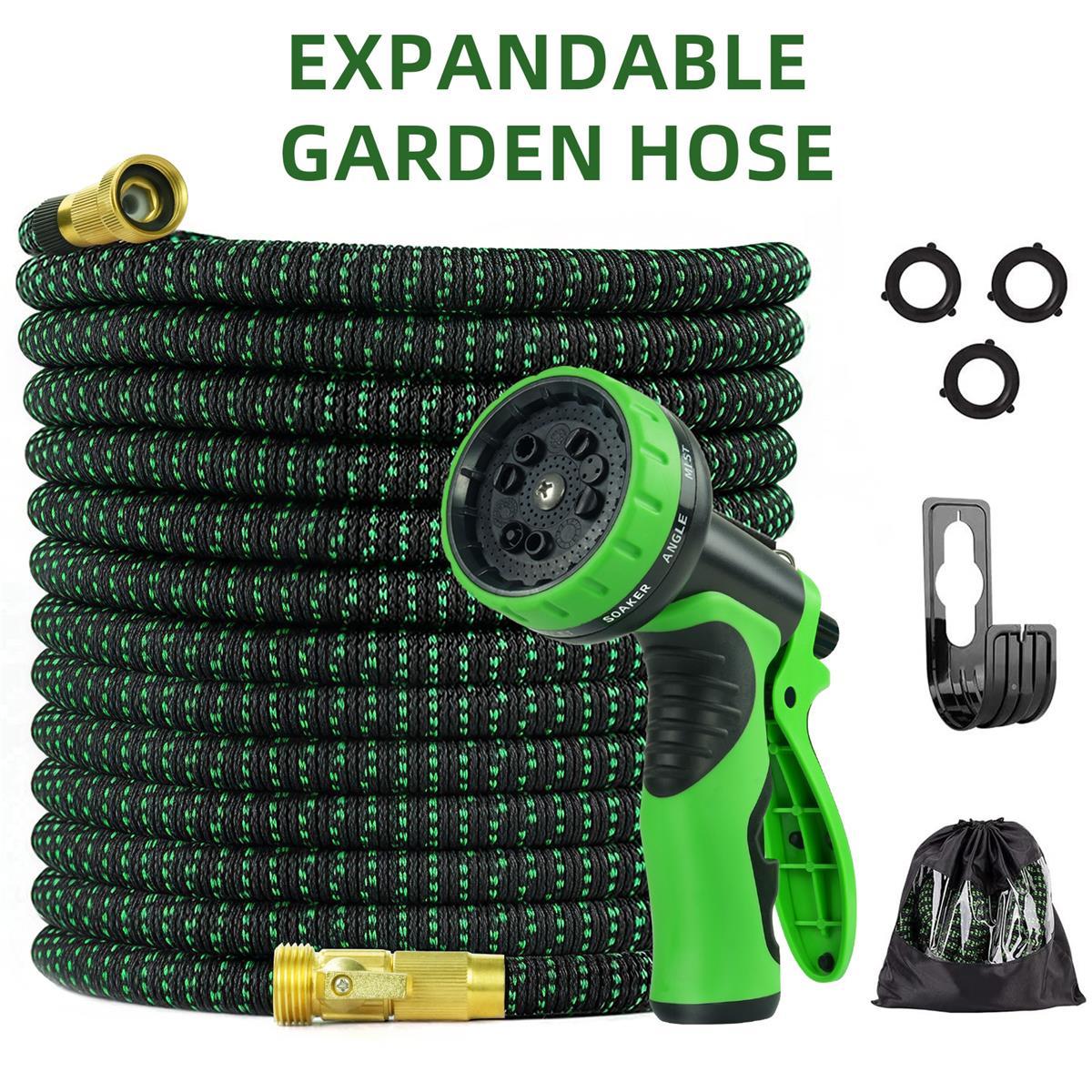 100FT Expandable Garden Hose, Heavy Duty Superior Strength Water Pipe Flexible Hose with 10 Function Spray Nozzle, 3-Layer Latex Core, for Watering Lawn Yard Garden, Car Washing, Pet Cleaning, Gift for Family