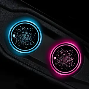 2 PCS LED Car Cup Holder Lights, 7 Colors Changing USB Charging Insert Car Coasters, Atmosphere Lamp Decoration Light Luminescent Cup Pad Mat, Interior Car Accessories (Starry Sky) SHMZK