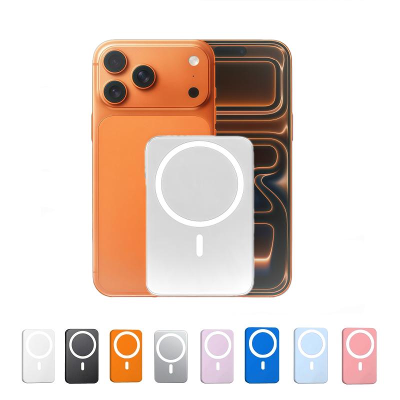 MagSafe 5000mAh Power Bank, Wireless Portable Charger, Fast Charging MagSafe Battery Pack for iPhone 17/16/15/14/13/12/Plus/Pro Max, Compact Device Smartphone Chargeable