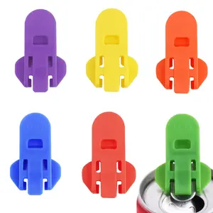 6 Pieces Manual Easy Can Opener, Soda Beer Can Opener Beverage Can Top Ring Opener Tool, Leakproof Soda Can Cover Can Openers for Pop, Coke, Beer, Soda, Aluminum Beverage Kitchen Silicone