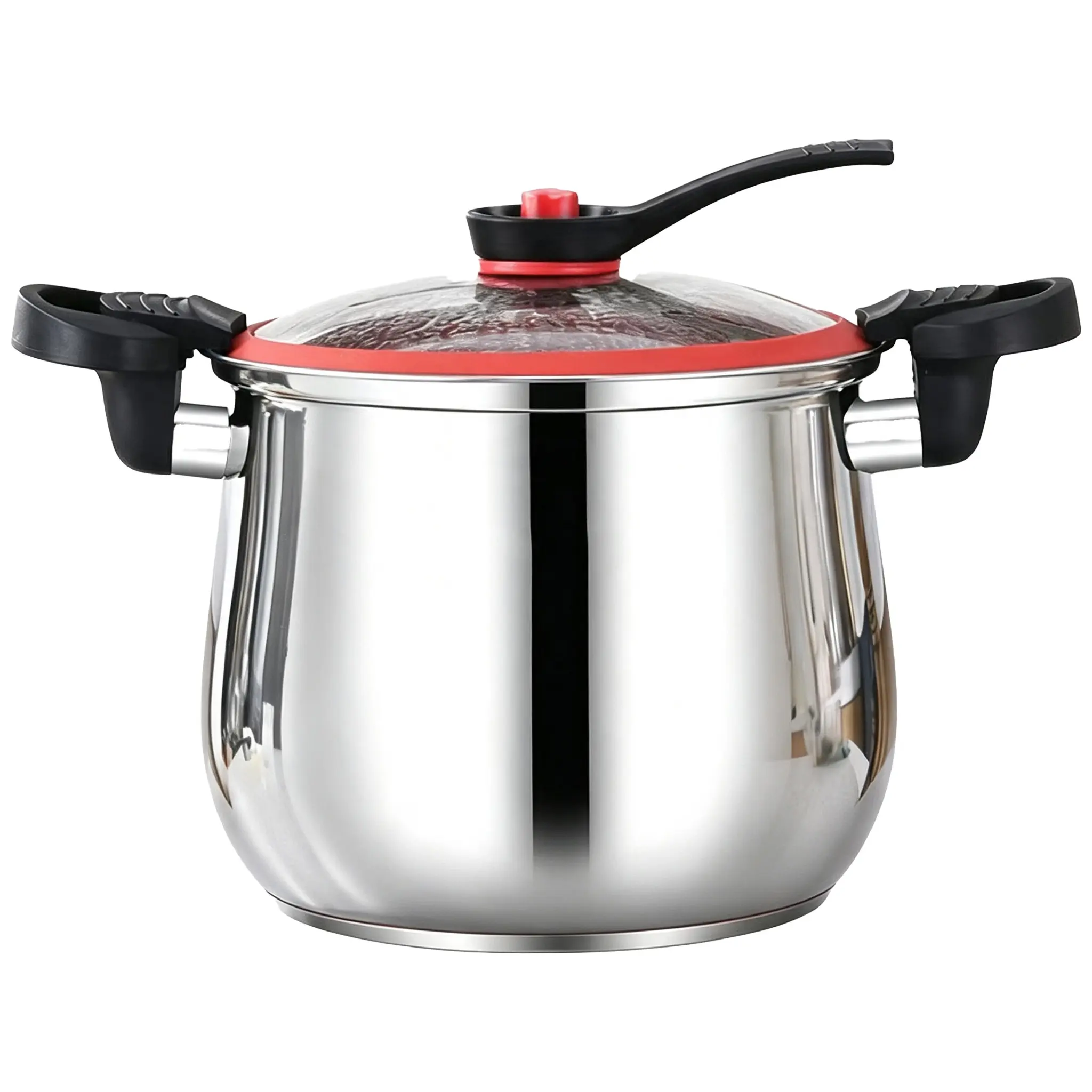 8.45Qt Stainless Steel Micro Pressure Cooker, Nonstick Pot with Safety Valve, Glass Lid & Steamer, Fast Cooking Cookware for Gas Stovetop