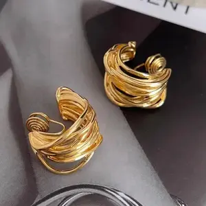 "Chunky Gold/Silver Earrings for Women Trendy Knot Link Earrings Geometry  Drop Dangle Earrings Statement Stud Earrings Fashion