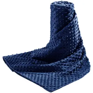 Weighted Blanket with Removable Duvet Cover for Adults  Size (60"x80"), Heavy Blanket Cover with Soft Minky and 12 Ties, Machine Washable (Navy)