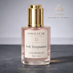 Libra Perfume Oil – Rose Vanilla Floral Gourmand Fragrance | Romantic Body Oil | Long Lasting Zodiac Scent | Coco Luxe Body Euphoria (30 mL)