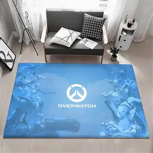 Game O-Overwatch Floor Mat Eco Flannel Doormat Non-Slip Odorless Soft Short Plush Indoor Floor Rug Home Decor Aesthetic Bedroom Living Room Kitchen Mat 6 Sizes Available 40x60 50x80 60x90 80x120 100x160 120x160cm